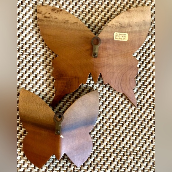 2 Vintage Carved Myrtlewood Carved Butterfly Set Mid Century Modern from Oregon - Picture 6 of 10